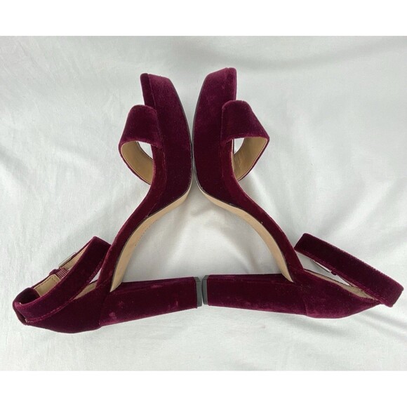 Lauren Ralph Dress Sandal Womens 6B Sylvia Velvet Purple Plum Heel Ankle Strap - Picture 8 of 13
